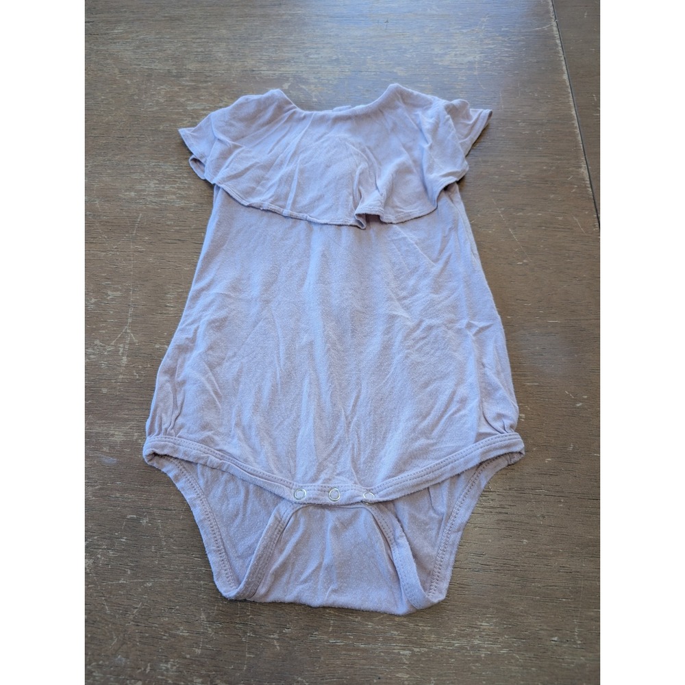 Kate Quinn Bamboo Ruffle Bubble Bodysuit Mauve Pink 6-12M Short Sleeve Baby Girl